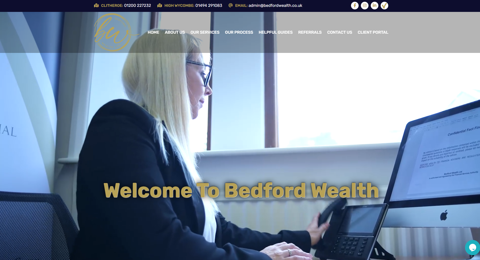 Bedford Wealth website screenshot