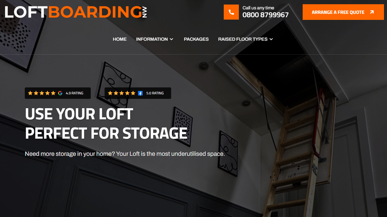 Loft Boarding NW website screenshot