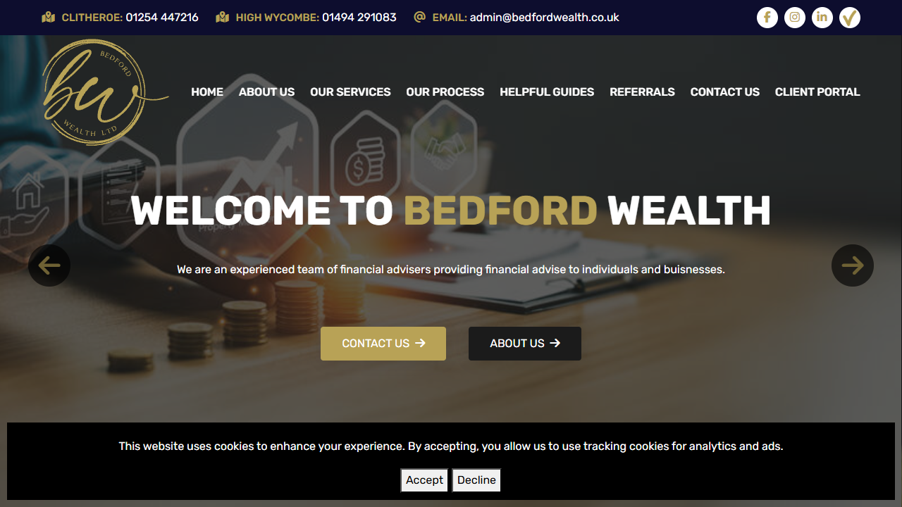 Bedford Wealth website screenshot
